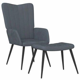 Relaxstoel met voetenbank fluweel donkergrijs 2