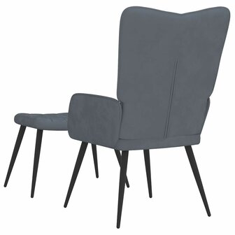 Relaxstoel met voetenbank fluweel donkergrijs 5