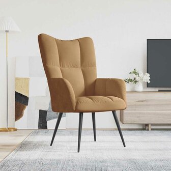 Relaxstoel fluweel bruin 1
