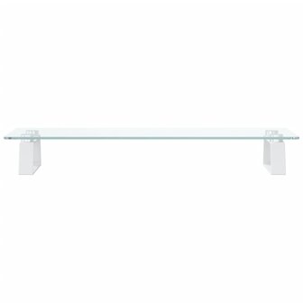Monitorstandaard 60x20x8 cm gehard glas en metaal wit 4