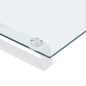 Monitorstandaard 60x20x8 cm gehard glas en metaal wit 7