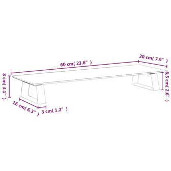 Monitorstandaard 60x20x8 cm gehard glas en metaal wit 8
