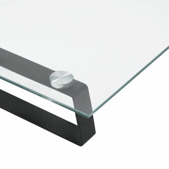 Monitorstandaard 80x20x8 cm gehard glas en metaal zwart 7