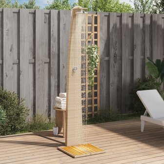 Buitendouche 55x60x224 cm poly rattan en acaciahout beige 1
