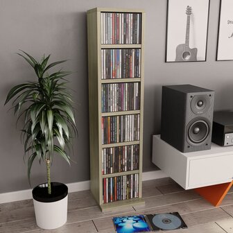 Cd-kast 21x20x88 cm bewerkt hout sonoma eikenkleurig 1