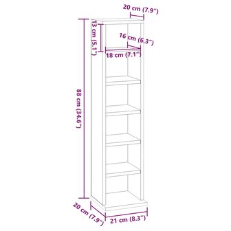 Cd-kast 21x20x88 cm bewerkt hout sonoma eikenkleurig 6