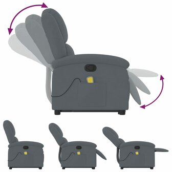 Sta-op-massagestoel verstelbaar fluweel donkergrijs 7