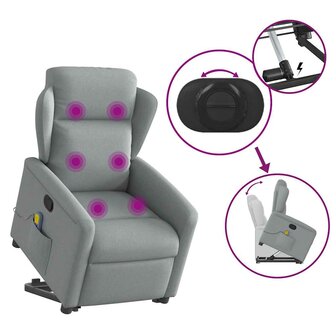 Sta-op-massagestoel verstelbaar stof lichtgrijs 8