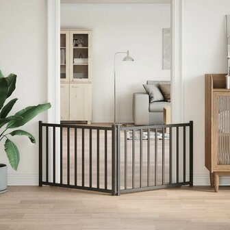 Hondenhek inklapbaar 2 panelen 160 cm massief vurenhout zwart 3