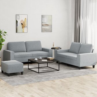 3-delige Loungeset stof lichtgrijs 1