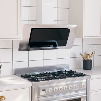 Wandafzuigkap 90 cm roestvrij staal gehard glas zilverkleurig 1