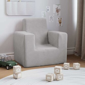 Kinderbank zacht pluche lichtgrijs 2