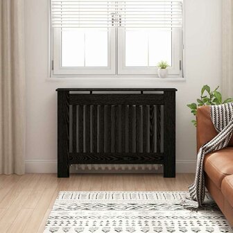 Radiatorafdekking Zwart Eiken 112 x 19 x 81,5 cm Bewerkt hout 1