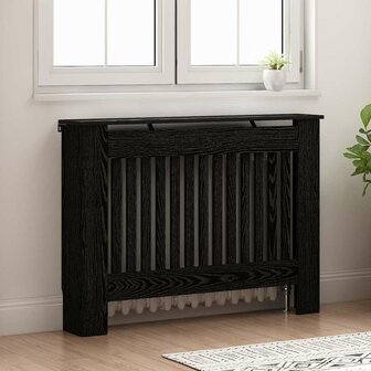 Radiatorafdekking Zwart Eiken 112 x 19 x 81,5 cm Bewerkt hout 3