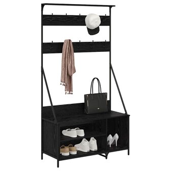 Kledingrek met plank Zwart Eiken 100 x 41 x 184 cm Bewerkt hout 3