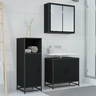 Badkamermeubelset Zwart Eiken 35 x 37,5 x 100 cm Bewerkt hout 4