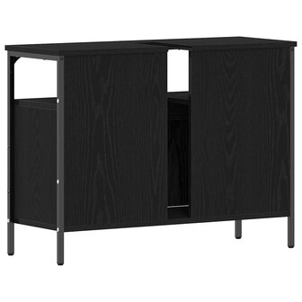 Badkamerkast Zwart eiken 80 x 30 x 60 cm Bewerkt hout 8
