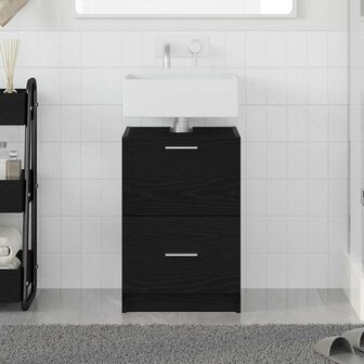 Badkamerkast met lade Zwart Eiken 40 x 37 x 59 cm Bewerkt hout 1