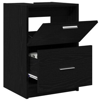 Badkamerkast met lade Zwart Eiken 40 x 37 x 59 cm Bewerkt hout 3