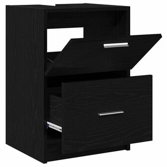 Badkamerkast met lade Zwart Eiken 40 x 37 x 59 cm Bewerkt hout 5