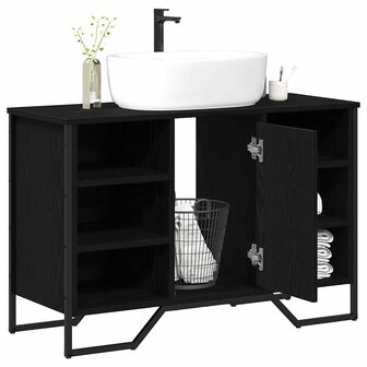 Badkamerkast Zwart Eiken 91 x 35 x 60 cm Bewerkt hout 3