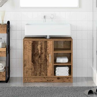 Badkamerkast met plank Oud Hout 63 x 29 x 55 cm Bewerkt hout 1