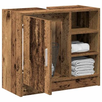 Badkamerkast met plank Oud Hout 63 x 29 x 55 cm Bewerkt hout 3