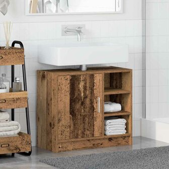 Badkamerkast met plank Oud Hout 63 x 29 x 55 cm Bewerkt hout 4
