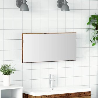 Spiegel met spiegel Oud hout 80 x 37 cm Glas en Engineered Hout 1