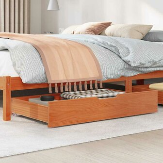 Bedlades 2 st 95x55x17 massief grenenhout wasbruin 2