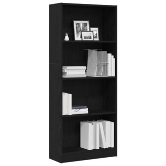 Boekenkast Zwart Eiken 60 x 24 x 143 cm Bewerkt hout 3