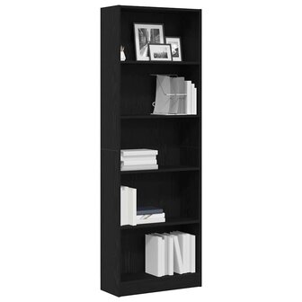 Boekenkast Zwart Eiken 60 x 24 x 176 cm Bewerkt hout 3