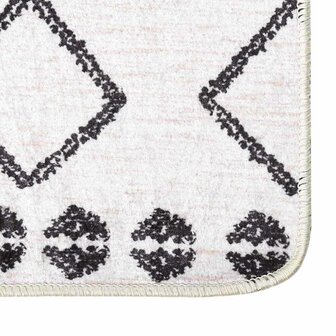 Vloerkleed wasbaar anti-slip 80x150 cm zwart en wit 4