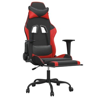 Massage gamestoel met voetensteun kunstleer zwart en rood 3