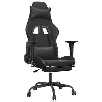 Massage gamestoel met voetensteun kunstleer zwart 2