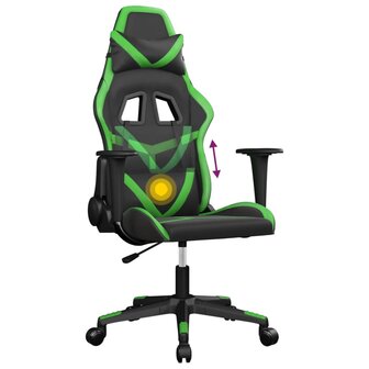 Massage gamestoel kunstleer zwart en groen 6