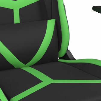 Massage gamestoel kunstleer zwart en groen 8