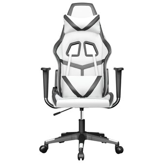 Massage gamestoel kunstleer wit en zwart 3