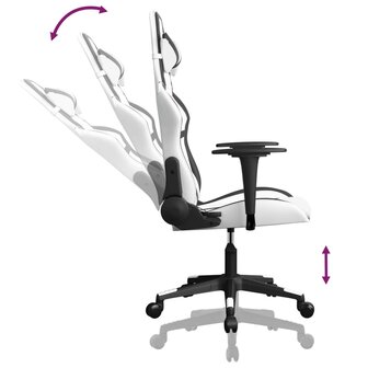 Massage gamestoel kunstleer wit en zwart 5
