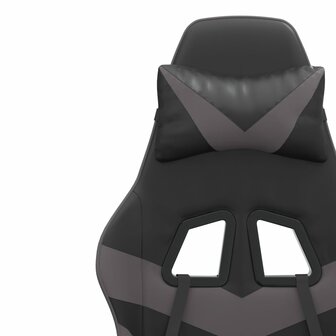 Gamestoel draaibaar kunstleer zwart en grijs 9