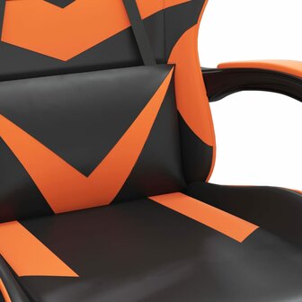 Gamestoel draaibaar kunstleer zwart en oranje 6