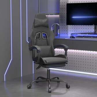 gamestoel draaibaar met voetensteun kunstleer zwart 1