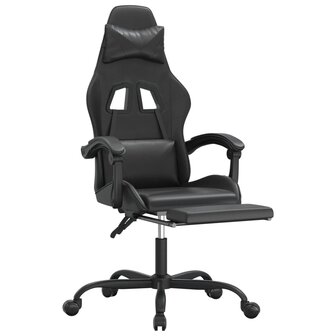 gamestoel draaibaar met voetensteun kunstleer zwart 6