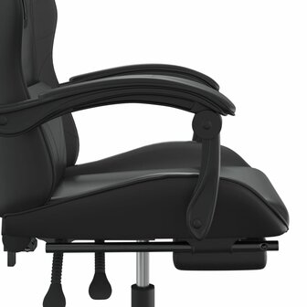 gamestoel draaibaar met voetensteun kunstleer zwart 8