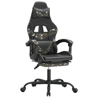 gamestoel draaibaar met voetensteun kunstleer zwart&amp;camouflage 2