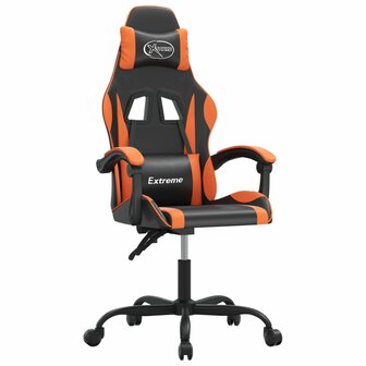 Gamestoel draaibaar kunstleer zwart en oranje 2