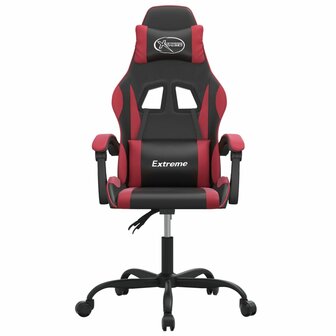 Gamestoel draaibaar kunstleer zwart en wijnrood 3
