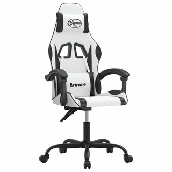 Gamestoel draaibaar kunstleer wit en zwart 2