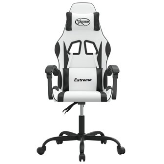 Gamestoel draaibaar kunstleer wit en zwart 3