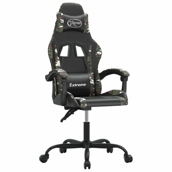 Gamestoel draaibaar kunstleer zwart en camouflage 2